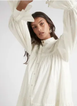 Aje Salita Longsleeve Broderie Smock Dress Ivory Size 10 for rent on The Volte - image 6