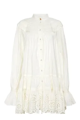 Aje Salita Longsleeve Broderie Smock Dress Ivory Size 10 for rent on The Volte - image 4