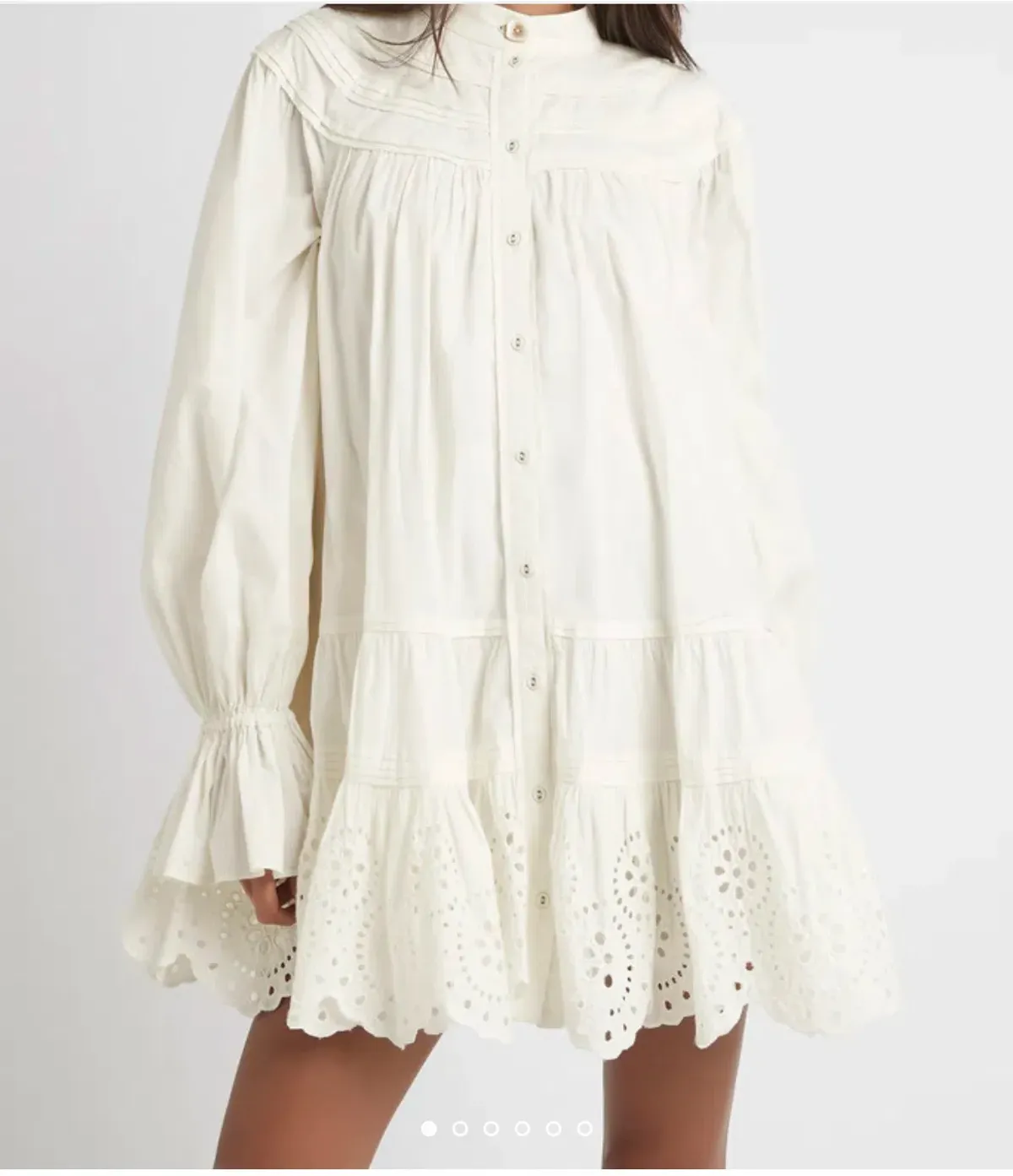 Aje Salita Longsleeve Broderie Smock Dress Ivory Size 10 - Image 3