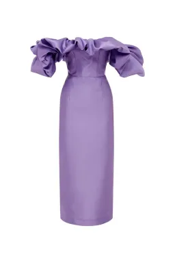 Alemais Suzi Off Shoulder Midi Dress Purple Size 8 for rent on The Volte - image 3