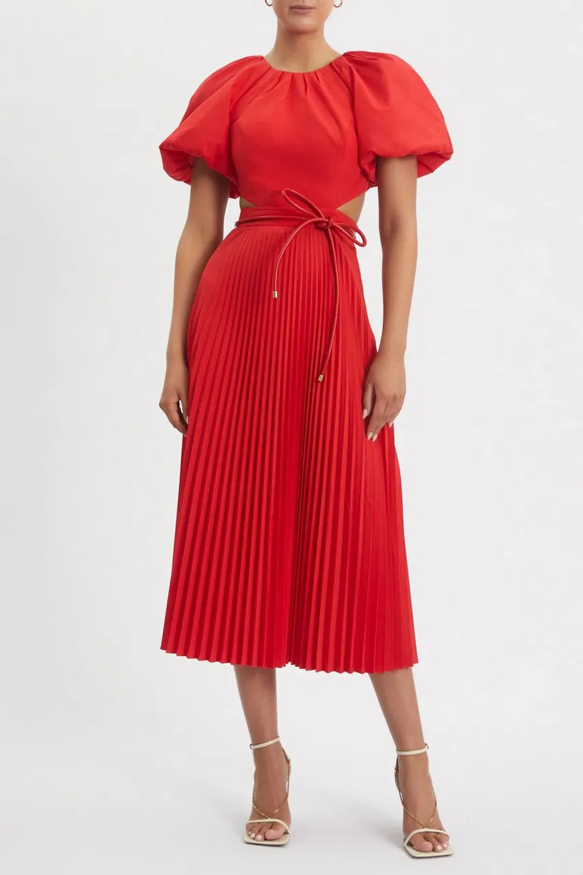 Rebecca Vallance Magdalena Open-back Satin Midi Dress Red Size 14 - Image 1