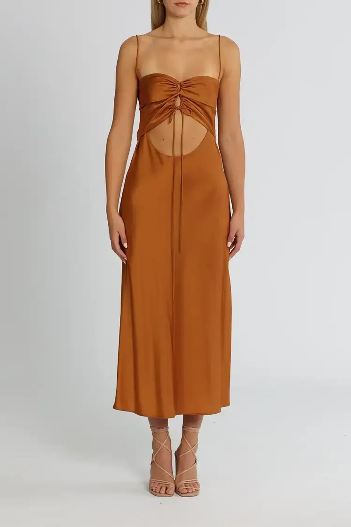 Clea Estelle Slip Dress Copper Brown Size 8 - Image 1