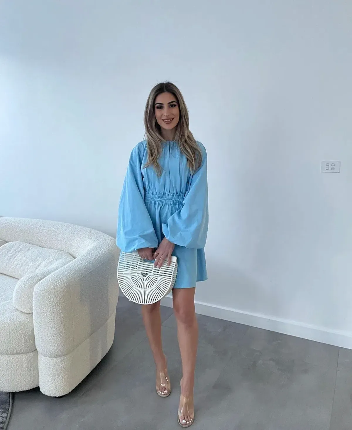 Mossman Long Sleeve Mini Dress Blue Size AU 6 - Image 2