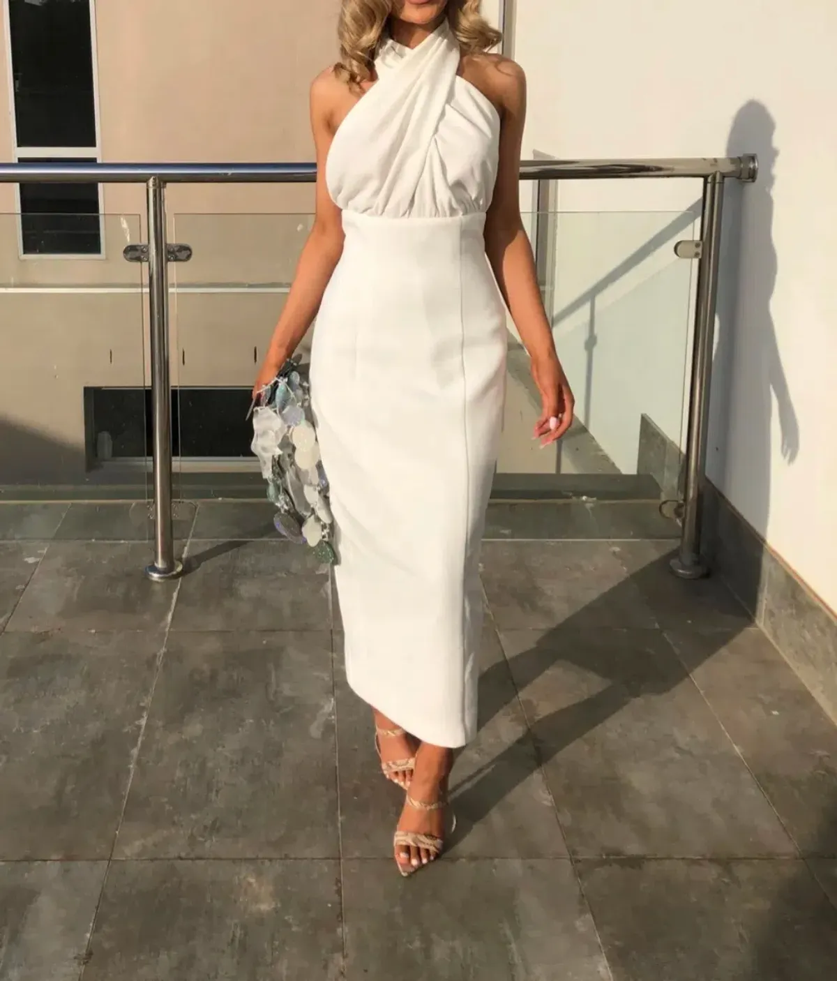 Misha Vedette Halter Midi Dress White Size 6 - Image 3