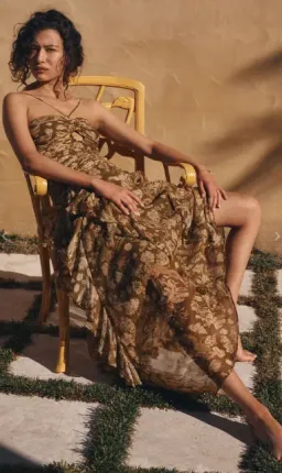 Shona Joy Rosaline Keyhole Frill Maxi Dress in Cumin Multi Size 6 for rent on The Volte - image 4