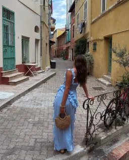 House Of CB Ariela Ruffle Maxi Dress Blue Size S / AU 8 for rent on The Volte - image 3