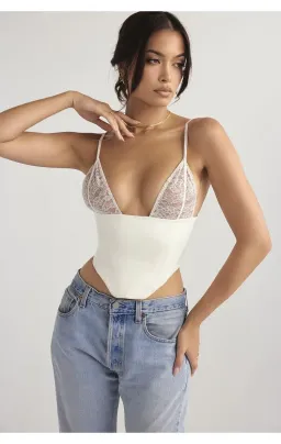 House of CB Emilee Satin and Lace Corset Ivory Size S / AU 8 for rent on The Volte - image 2