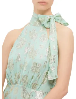 Rixo Valerie Silk Midi Dress Metallic Mint Size  for rent on The Volte - image 3