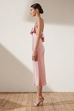 Shona Joy Bias Ruffle Frill Midi Dress Pink Size 6 for rent on The Volte - image 2