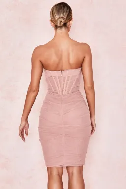 House of CB Leila Strapless Mesh Corset Dress Blush Size 8 for rent on The Volte - image 3