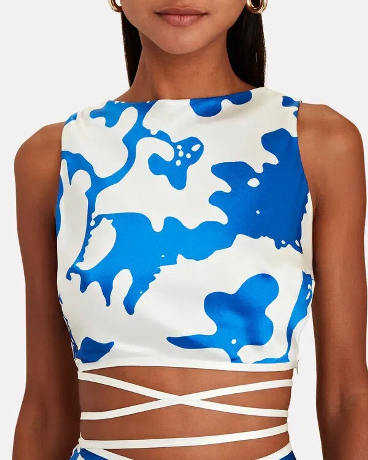 Sir the Label Esme Deconstructed Top in Blue/White Print Size 1 /Au 8 - Image 1