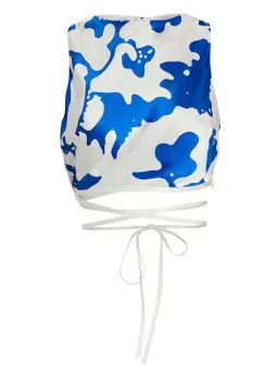 Sir the Label Esme Deconstructed Top in Blue/White Print Size 1 /Au 8 for rent on The Volte - image 3