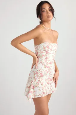 House Of Cb Jasmine Draped Corset Mini Dress Rose Print Size 6  for rent on The Volte - image 3