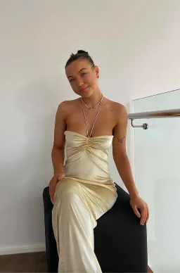 Hntr the Label Lulu Gown in Champagne Size XS/S for rent on The Volte - image 1