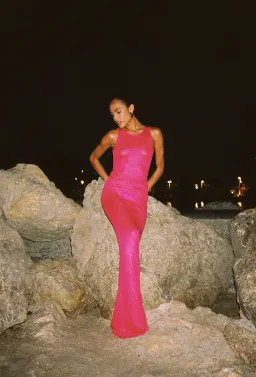 Asta Resort Natalia Dress in Fuchsia Sequin Size 6 for rent on The Volte - image 1