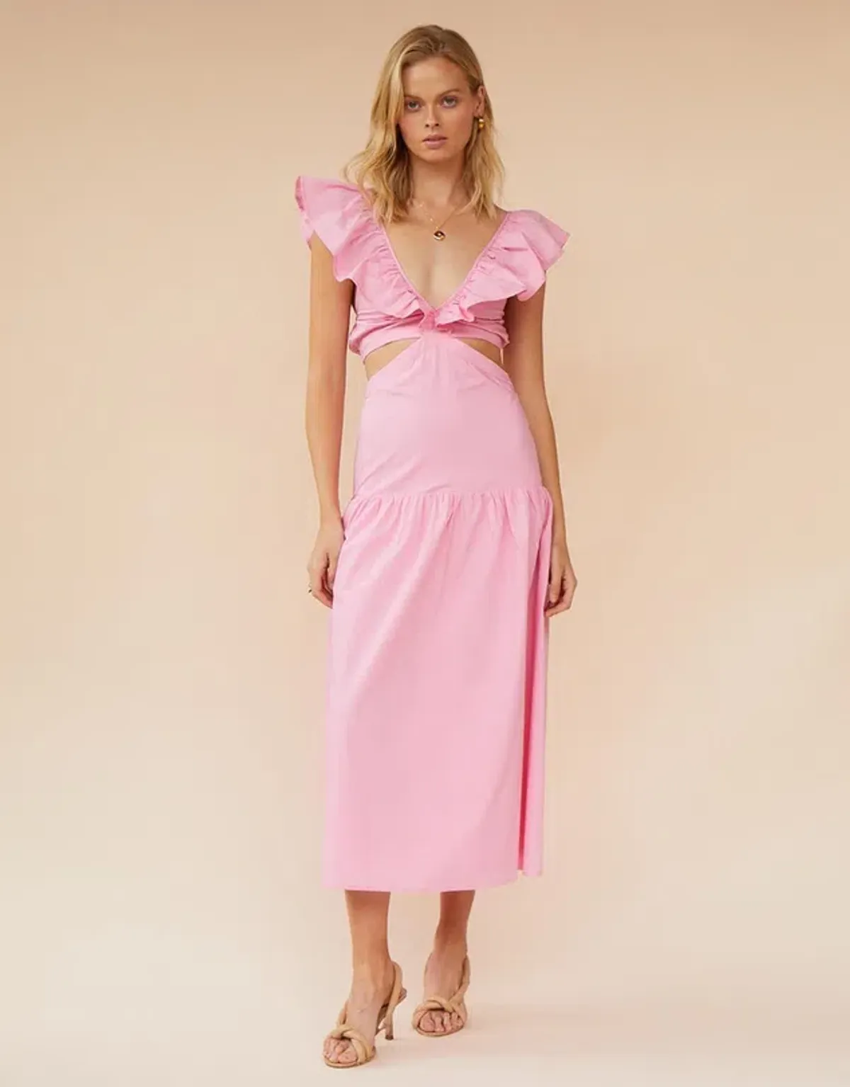 Suboo Rosanna Cut Out Ruffle Maxi Dress Pink Size XS / AU 6 - Image 1
