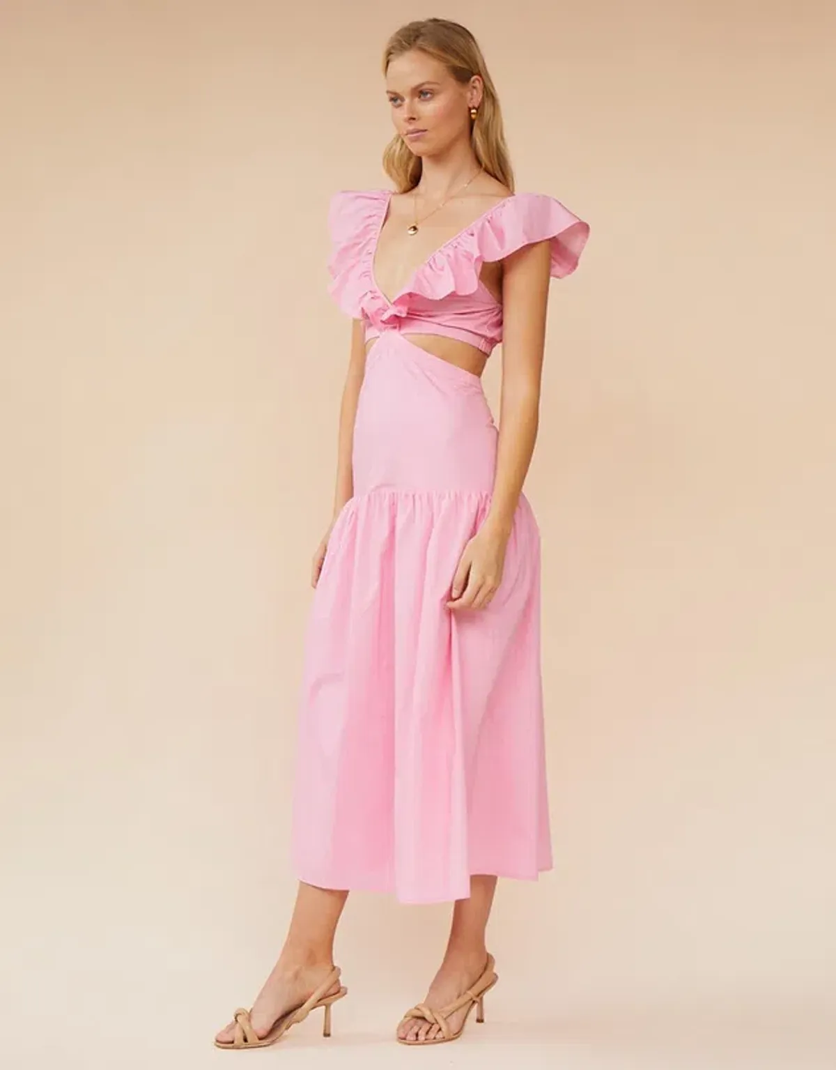 Suboo Rosanna Cut Out Ruffle Maxi Dress Pink Size XS / AU 6 - Image 2