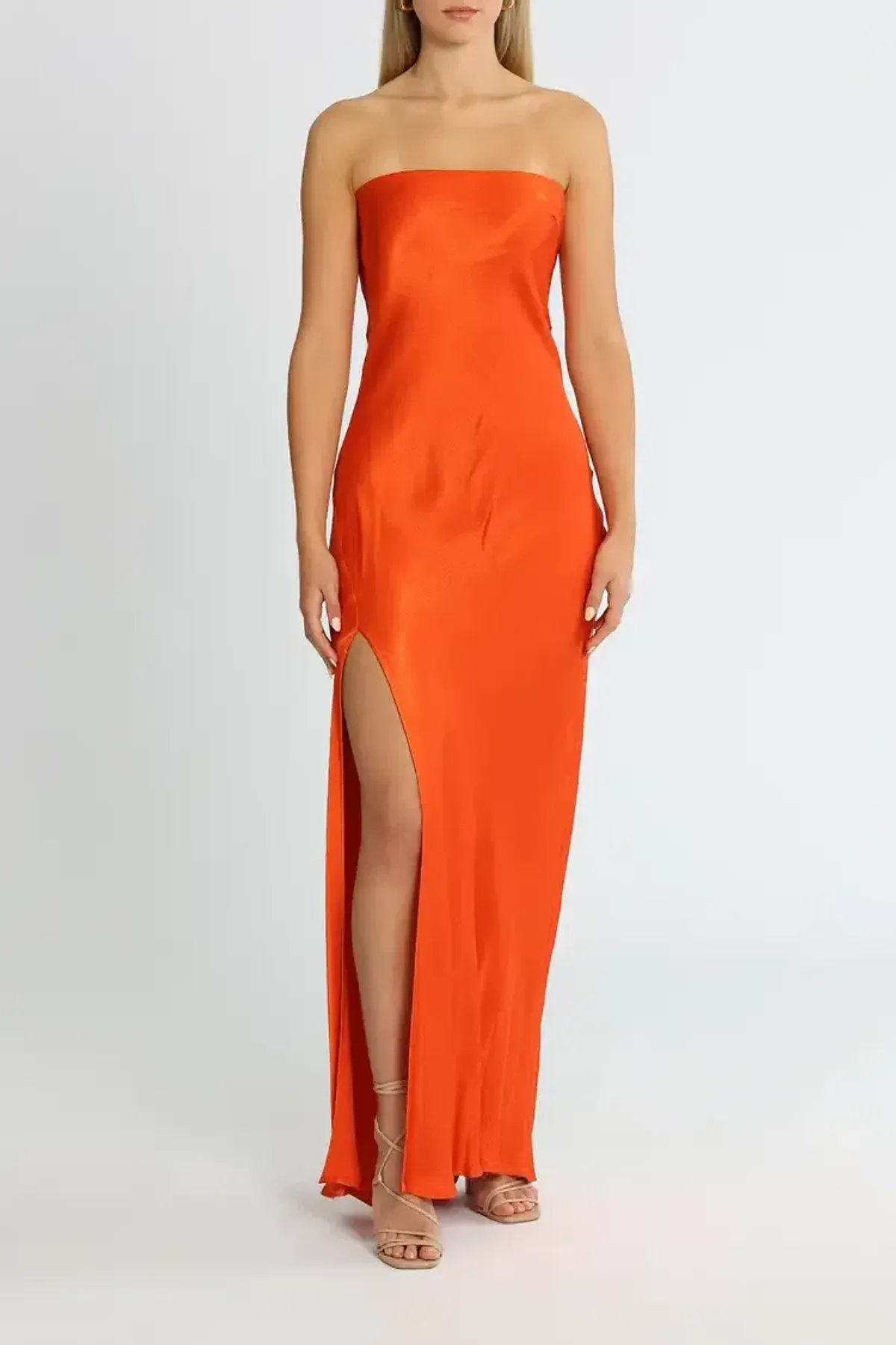 Bec & Bridge Lila Strapless Maxi Dress Blood Orange Size 10 - Image 1