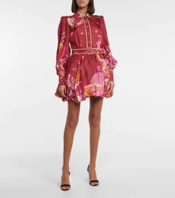 Zimmermann Concert Bubble Shirt Dress in Plum Collage Size 0/ AU 8 for rent on The Volte - image 1