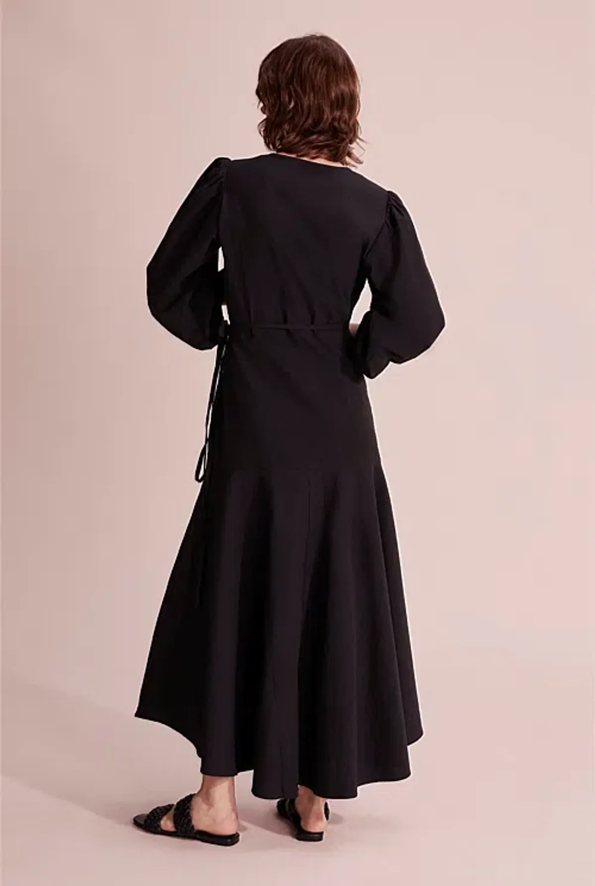 Country Road Seersucker Wrap Dress Black Size 10 - Image 2