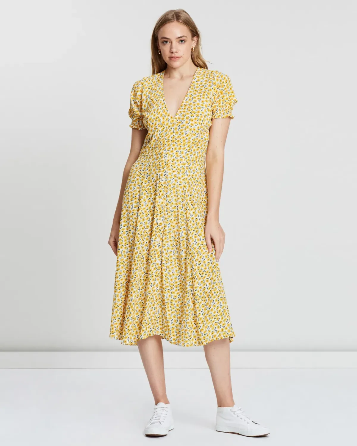 Faithfull the Brand Ari Midi Dress Floral Size 12 - Image 1