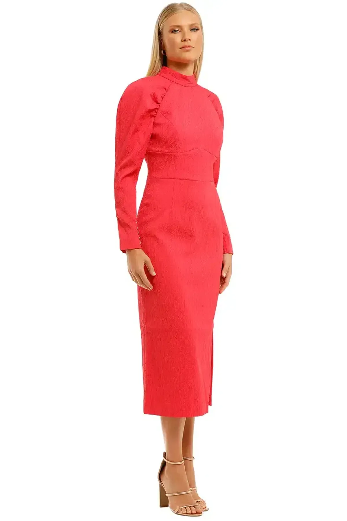 Rebecca Vallance Martini LS Midi Dress Pink Fuschia Size 10 - Image 2
