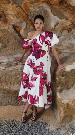 Aje Arista Tulip Sleeve Midi Dress Floral Size 16 for rent on The Volte - image 2