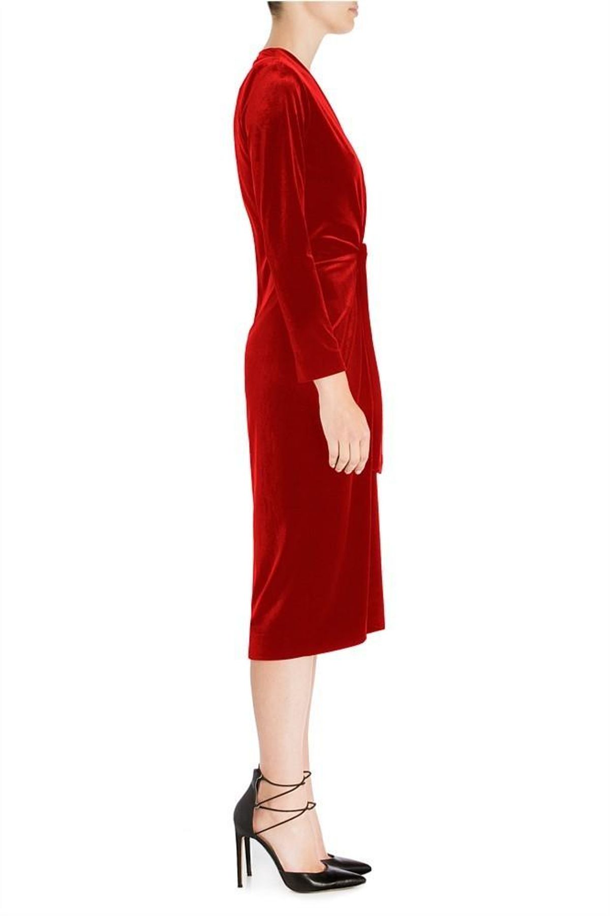 Carla Zampatti Flame Velvet Dress Red Size 8 - Image 3