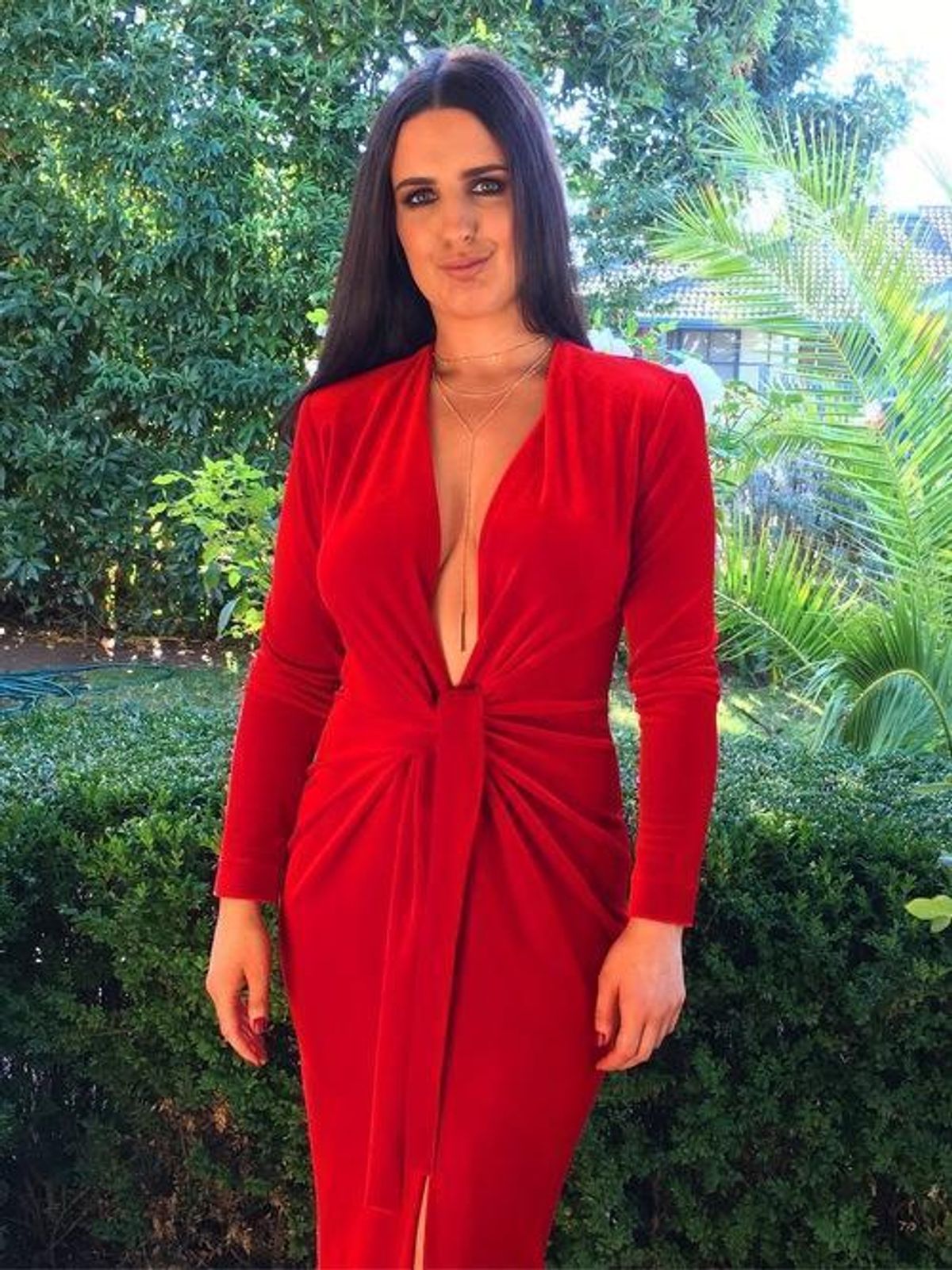 Carla Zampatti Flame Velvet Dress Red Size 8 - Image 5