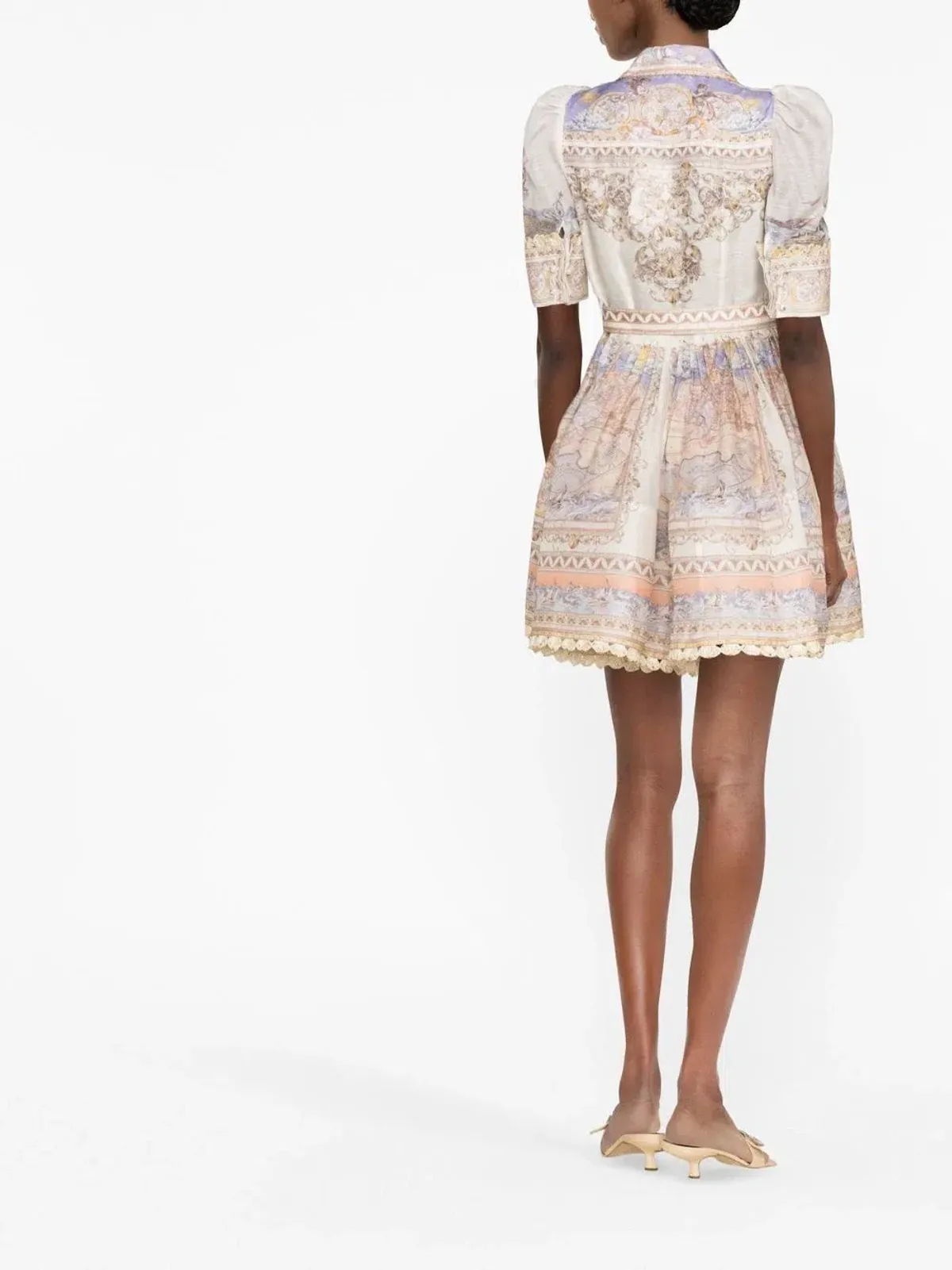  Zimmermann High Tide Mini Shirt Dress Odyssey Print Size 0 / Au 8 - Image 4