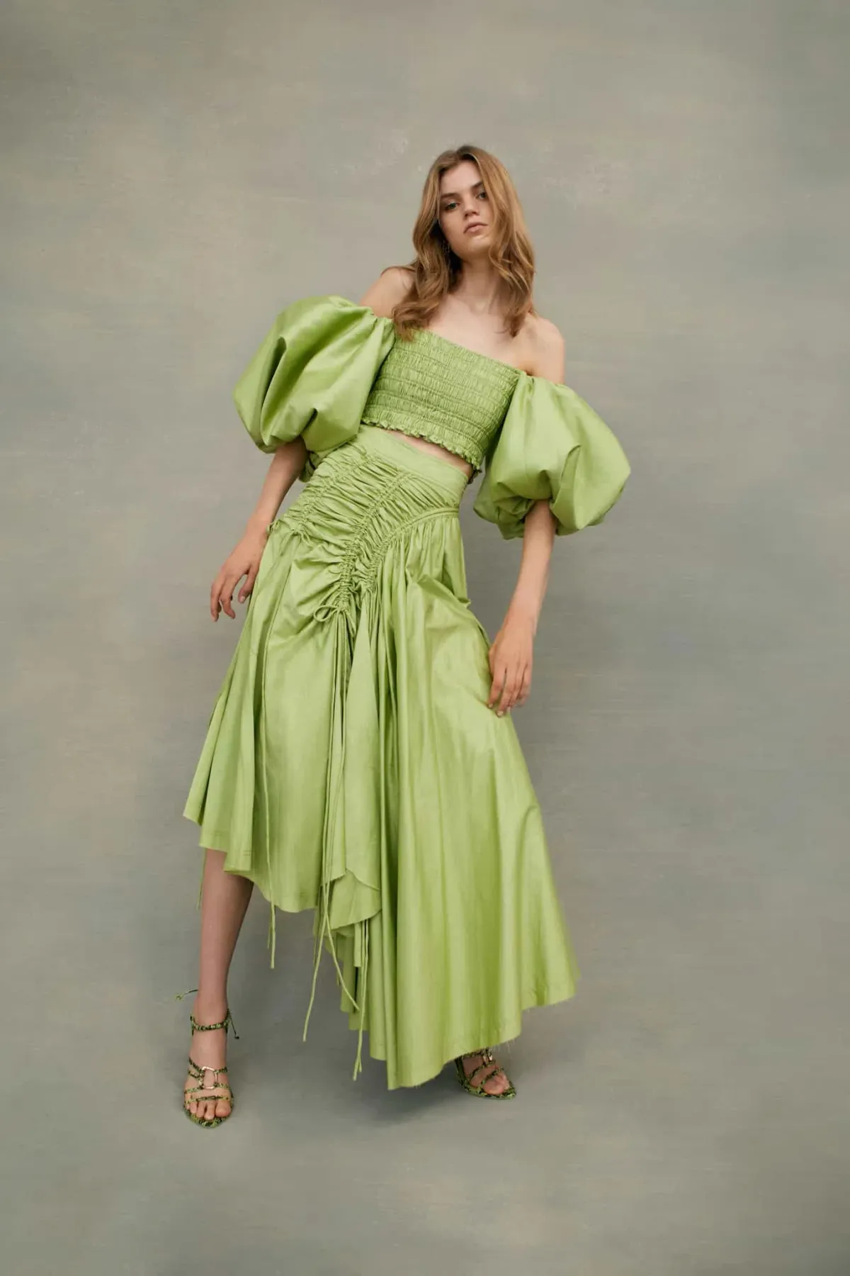 Aje Siren Cropped Top and Midi Skirt Set Green Size 4 - Image 1