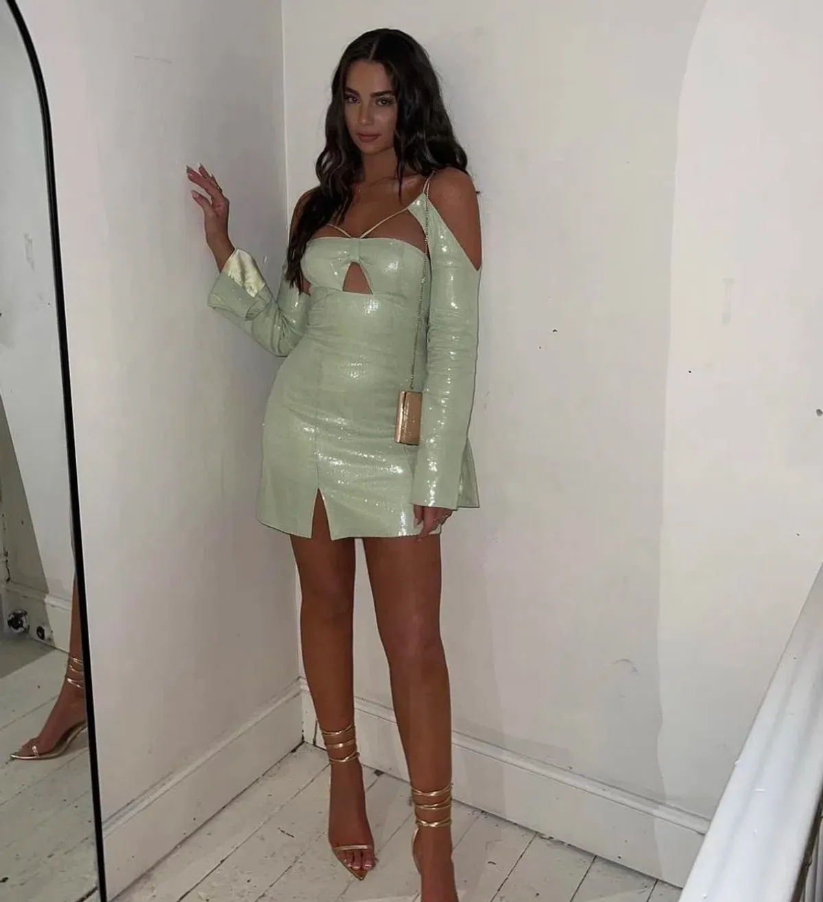 Alice McCall Night Sky Mini Dress Green Sequin - Image 4