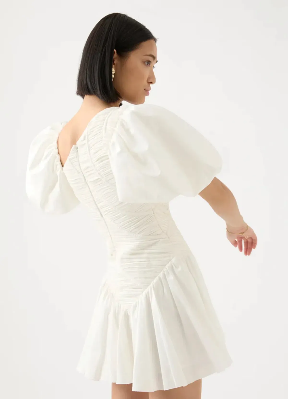 Aje Dawn Drawstring Mini hens Dress in white Ivory Size S / AU 8	 - Image 2