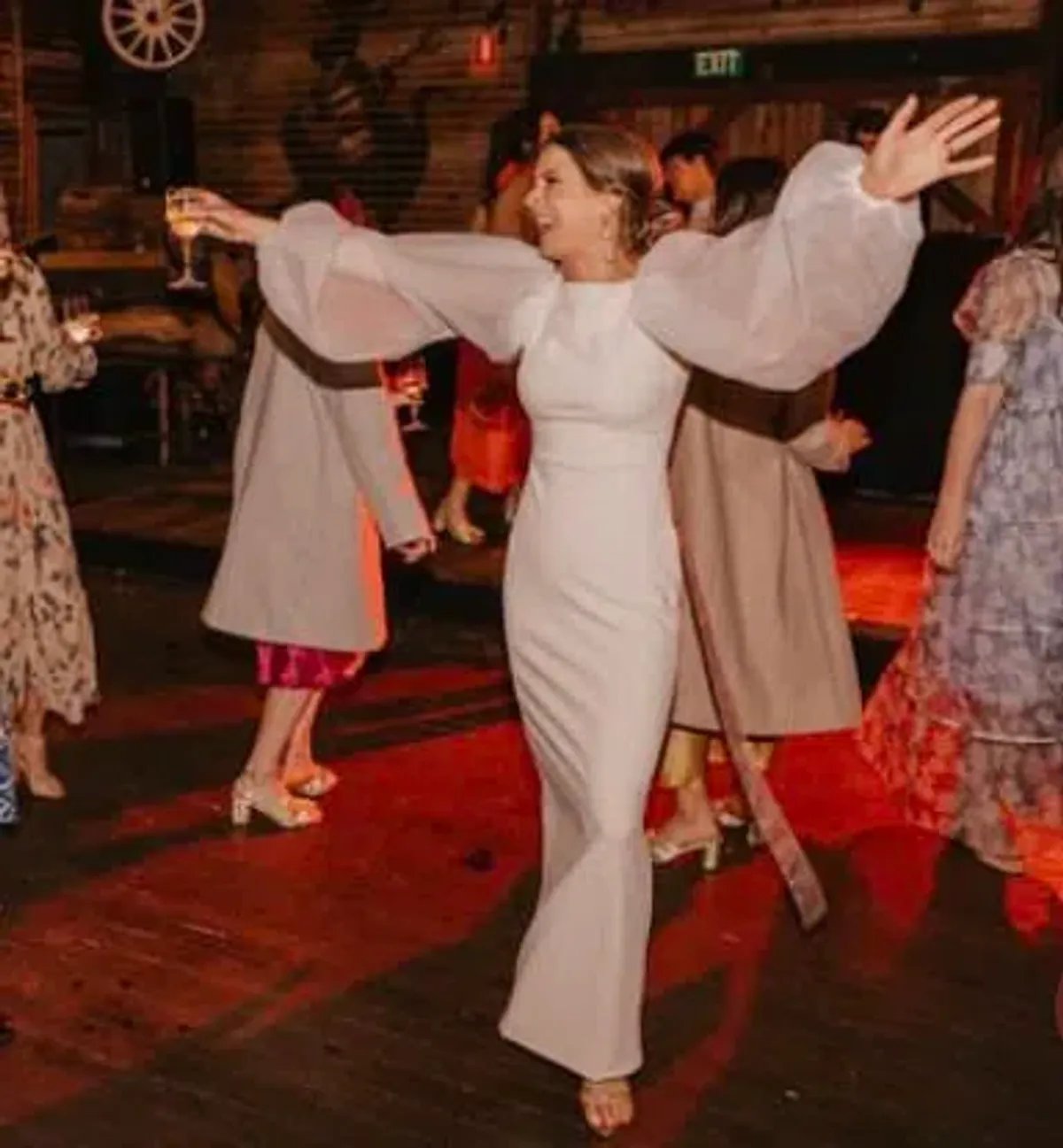 Solace London Ziya Puff Sleeve Evening Dress Ivory Size 8 - Image 4