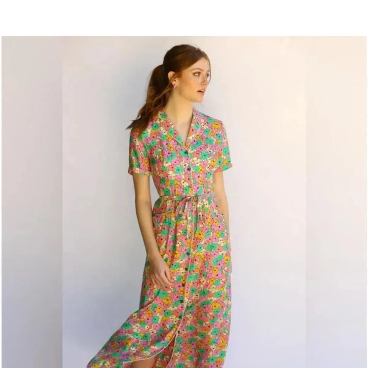 HVN Printed Silk Dress - Image 1