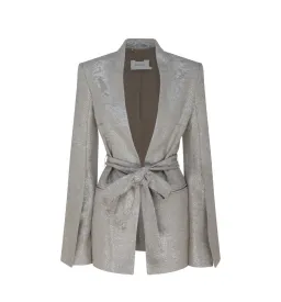 Zimmermann Spring Suiting: The Coaster Metallic Slouch Jacket and Split Pants Set Champagne Size 0 / AU 8 for rent on The Volte - image 1