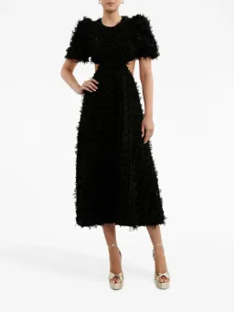 Rebecca Vallance Cherie Amour Puff Sleeve Midi Dress Black Size 10  for rent on The Volte - image 1