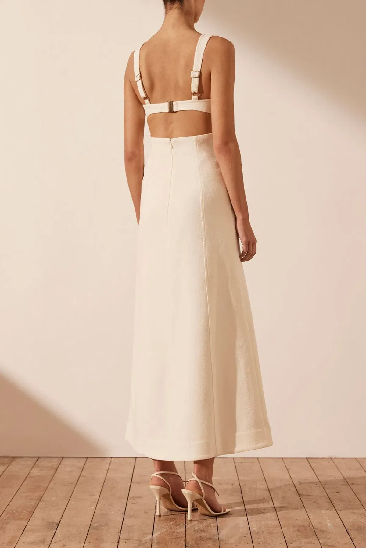 Shona Joy Amura Bustier Midi Dress In Cream Size 6 - Image 3
