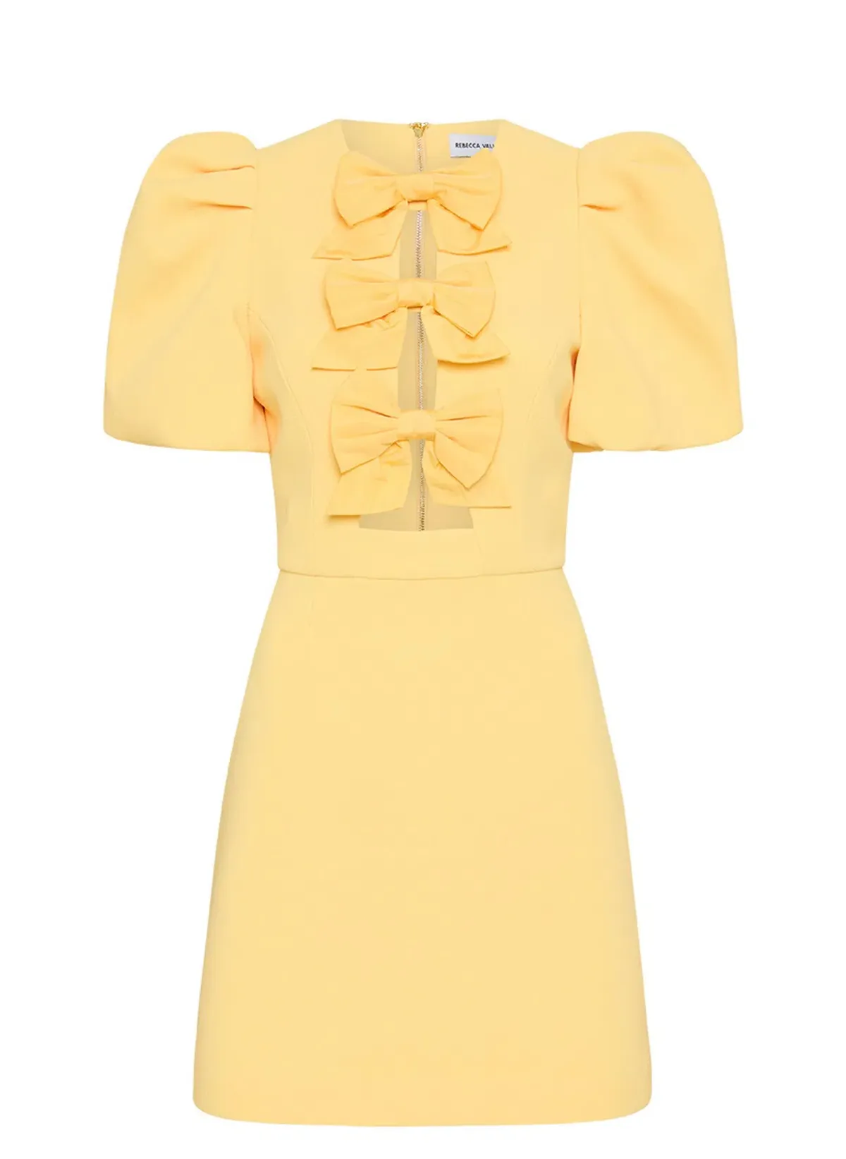Rebecca Vallance Chloe Bow Mini Dress Yellow Size 8 - Image 3