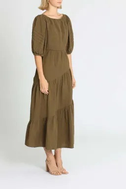 Shona Joy Juliana Midi Dress Khaki Size 14 for rent on The Volte - image 2