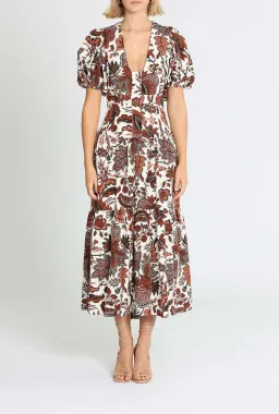 Shona Joy Catalina Plunged Short Sleeve Midi Dress Floral Print Size 8 for rent on The Volte - image 1