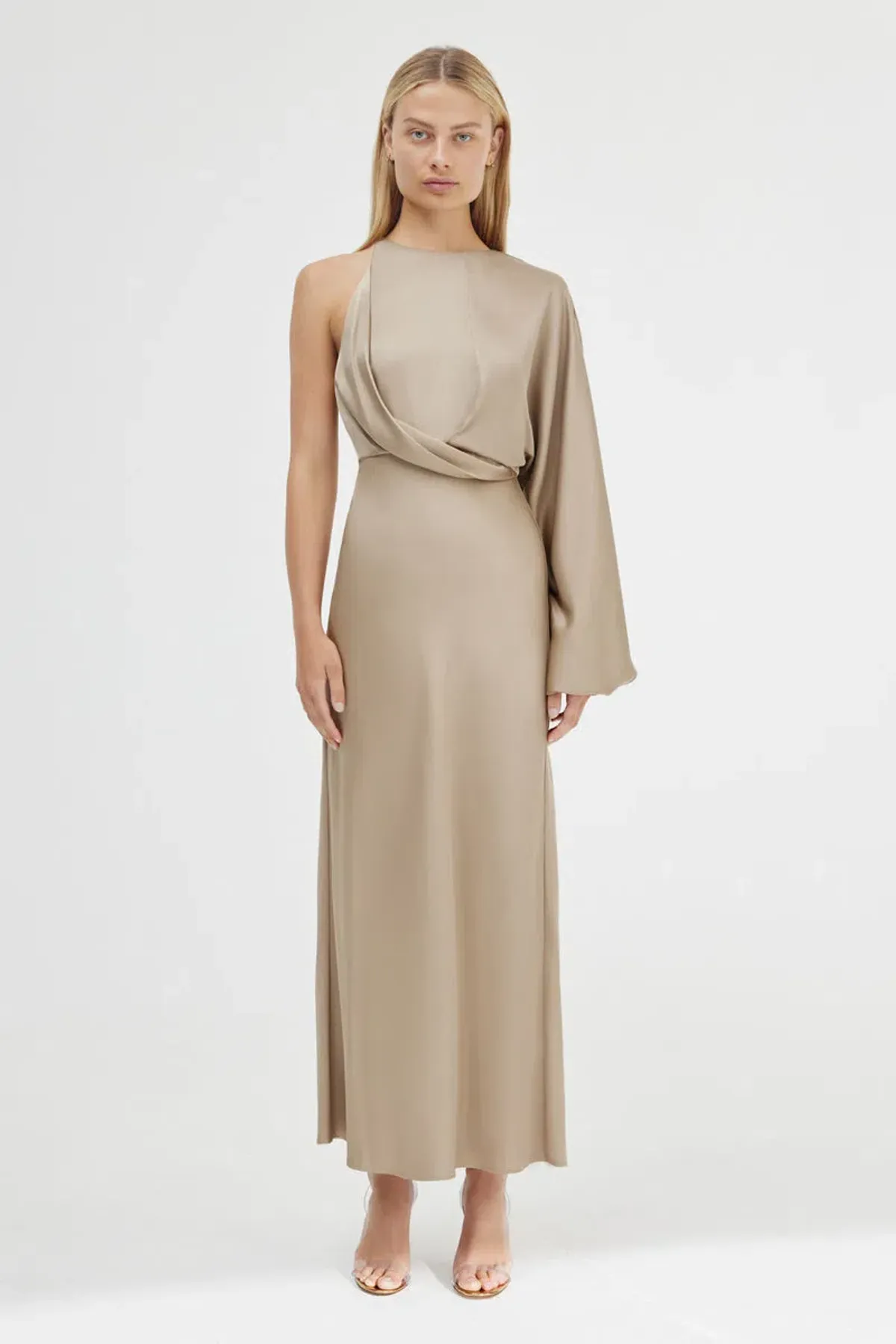 Significant Other Alessia One Shoulder Dress in Latte Size 14 - Image 1