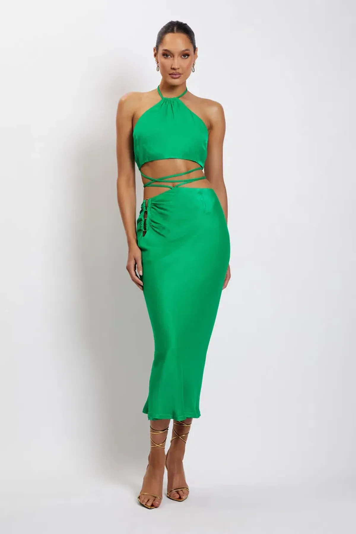 Meshki Leanne Halter Dress Green Size 10 - Image 1