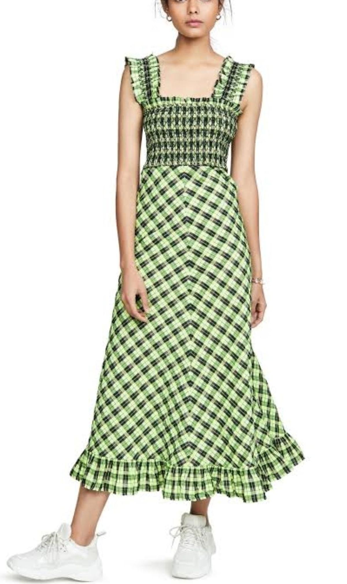 Ganni Checked Midi Dress size 8 - Image 1