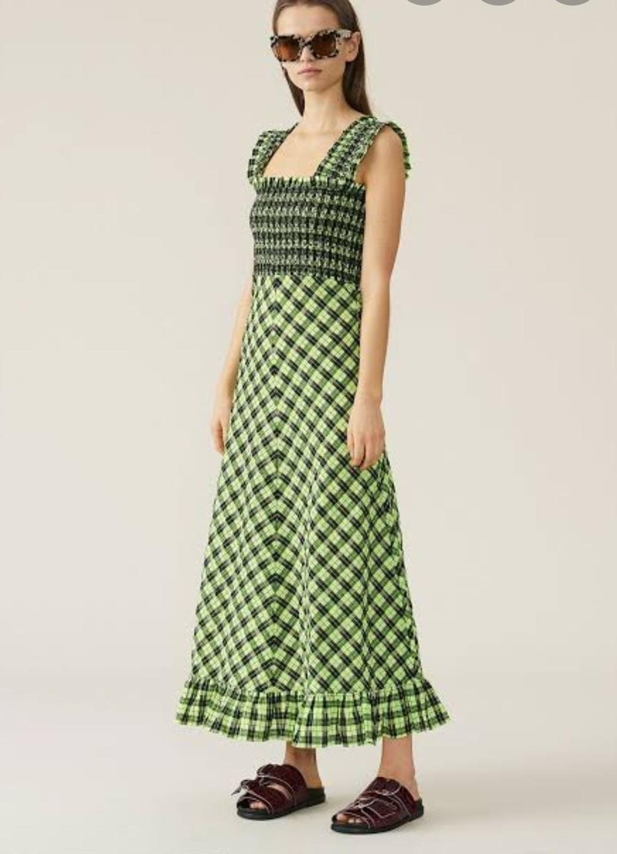 Ganni Checked Midi Dress size 8 - Image 2