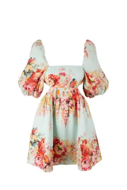 Zimmermann The Mae Cut Out Mini Dress in Mint Florasize 3 /Au  for rent on The Volte - image 3