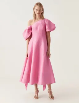 Aje Arista Tulip Sleeve Midi Dress in Pink Size 10  for rent on The Volte - image 1