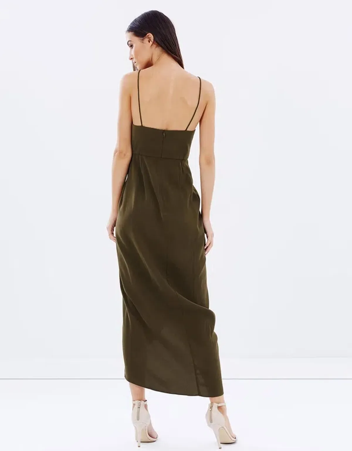 Shona Joy Core Cocktail Draped Maxi Dress Khaki Size 14 - Image 2