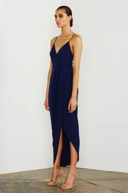 Shona Joy Core Cocktail Draped Maxi Dress Navy Size 16 for rent on The Volte - image 2