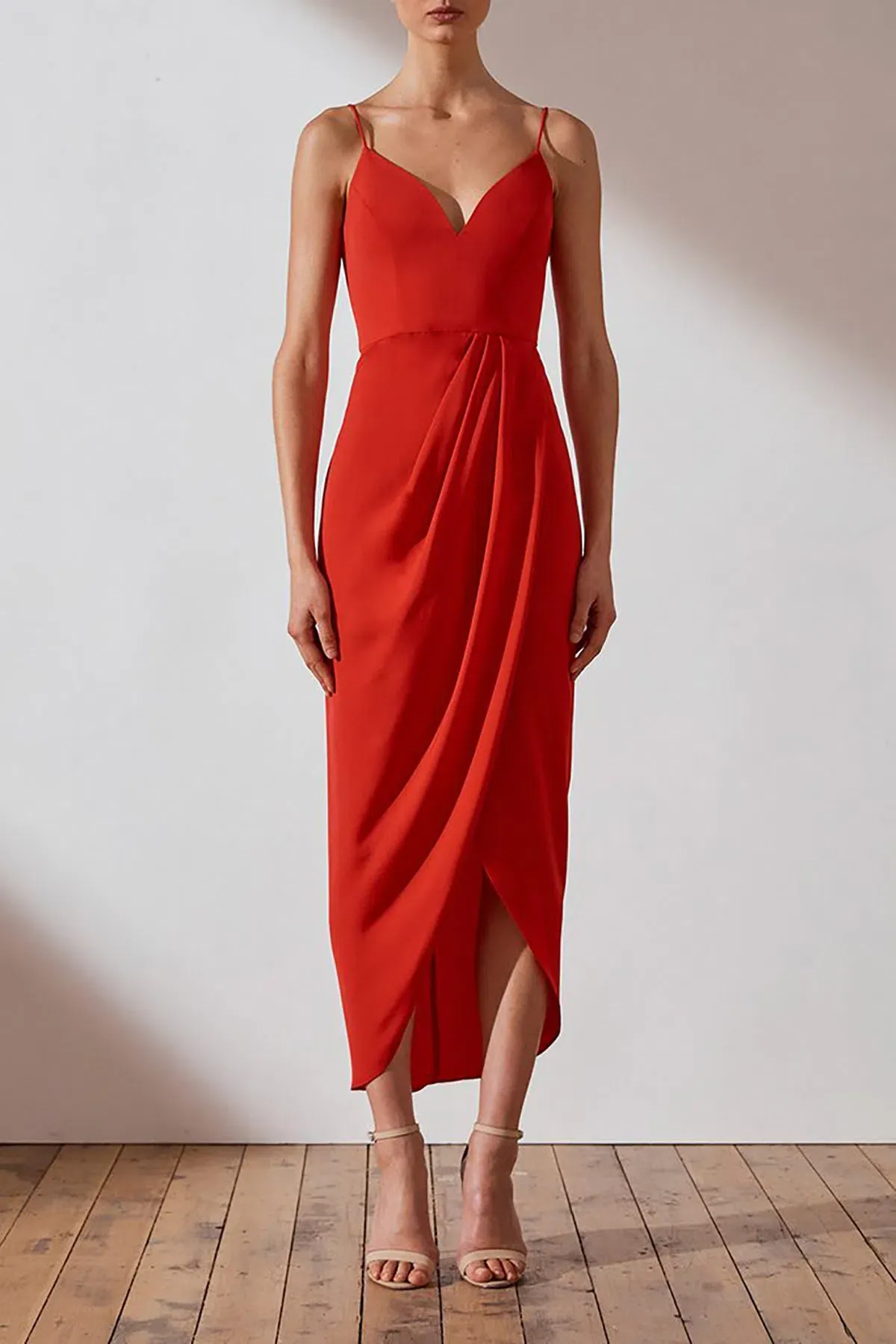 Shona Joy Core Cocktail Draped Maxi Dress Red Size 14 - Image 1